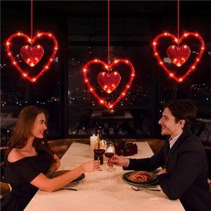 3 Pack Valentines Day Window Lights decorations, Battery Powered